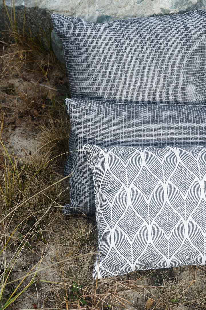 Natural Waves Black Outdoor Pillow by Anaya