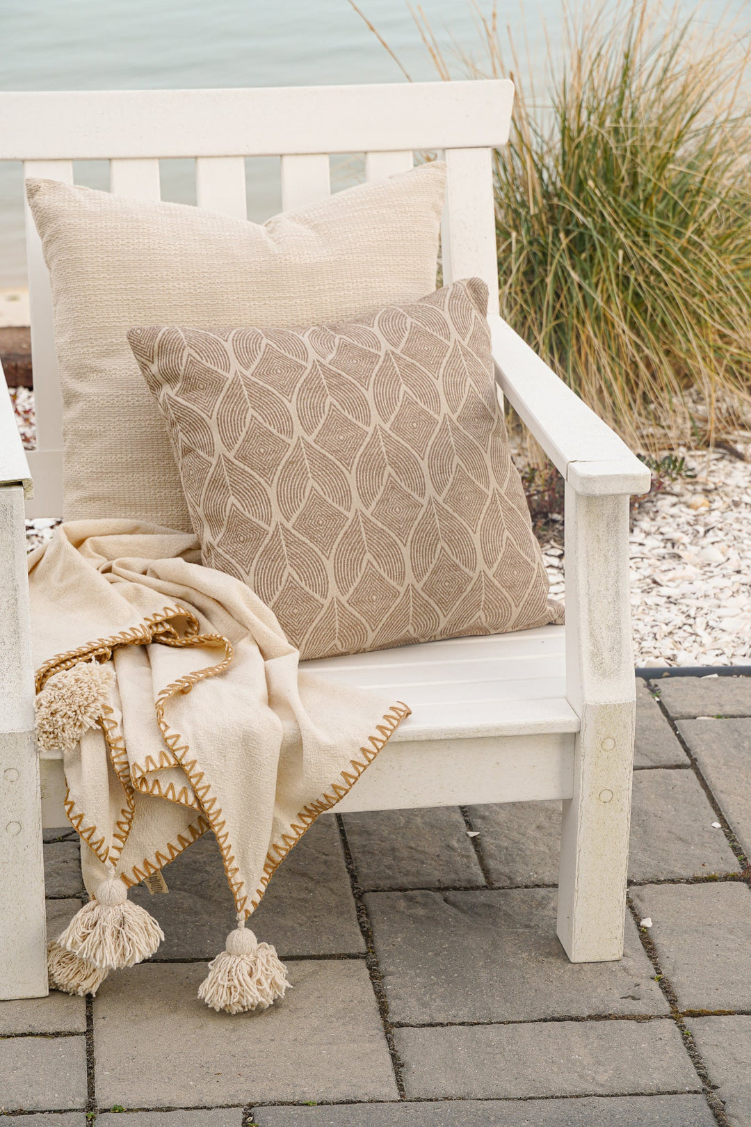 Cool Tropics Mocha Outdoor Pillow by Anaya