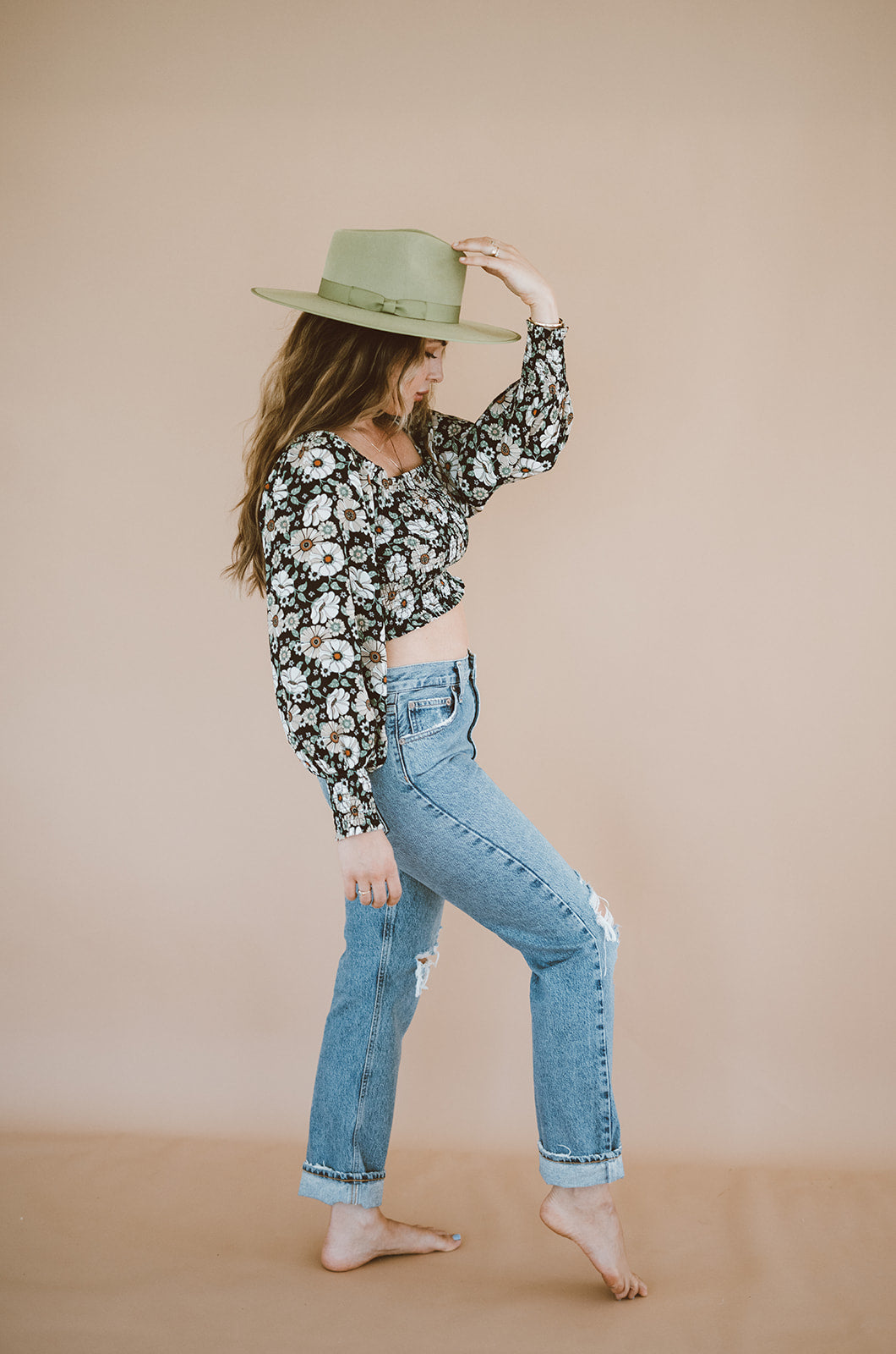 Smocked Cropped Top | Dandy Floral by Bohemian Mama
