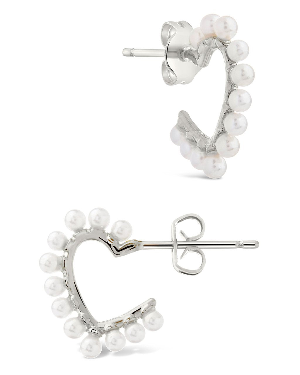 Pearl Heart Hoops by Sterling Forever