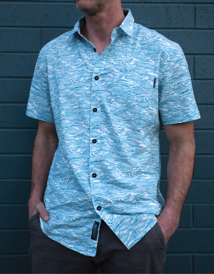 ROLL TIDES - BLUE 7-SEAS™ BUTTON UP by Bajallama