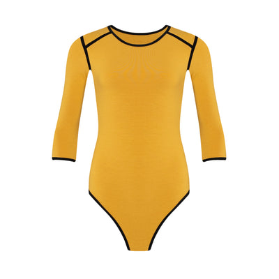 Girl Two tone Eco bodysuit in Canary Yellow by BrunnaCo