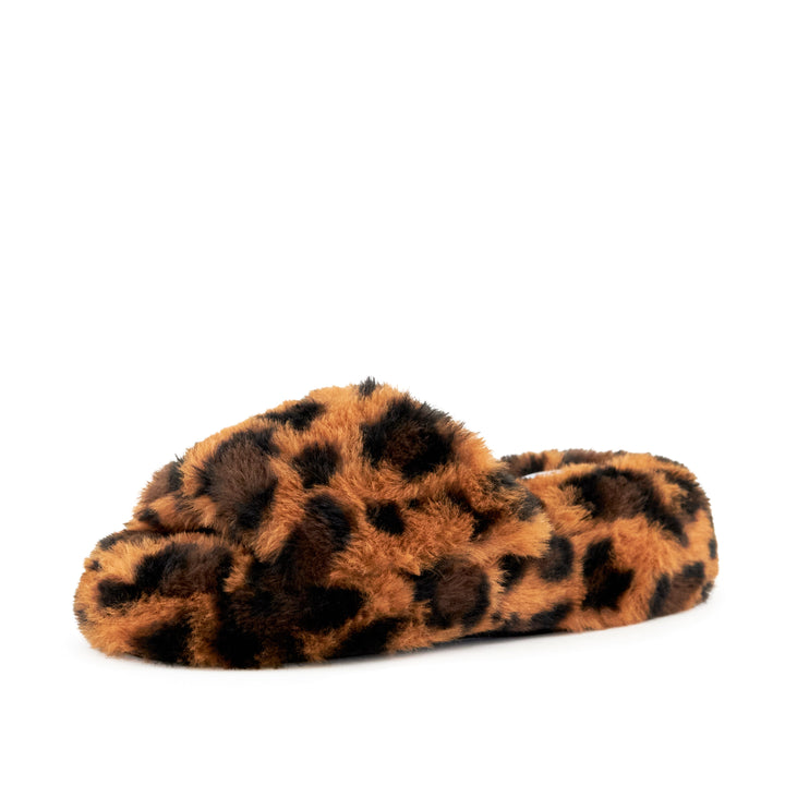 Women's Geneva Faux Fur Slipper Leopard by Nest Shoes