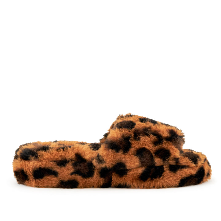 Women's Geneva Faux Fur Slipper Leopard by Nest Shoes