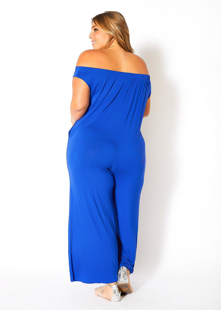 Plus Size Off Shoulder Wide Leg Jumpsuit by Shop at Konus