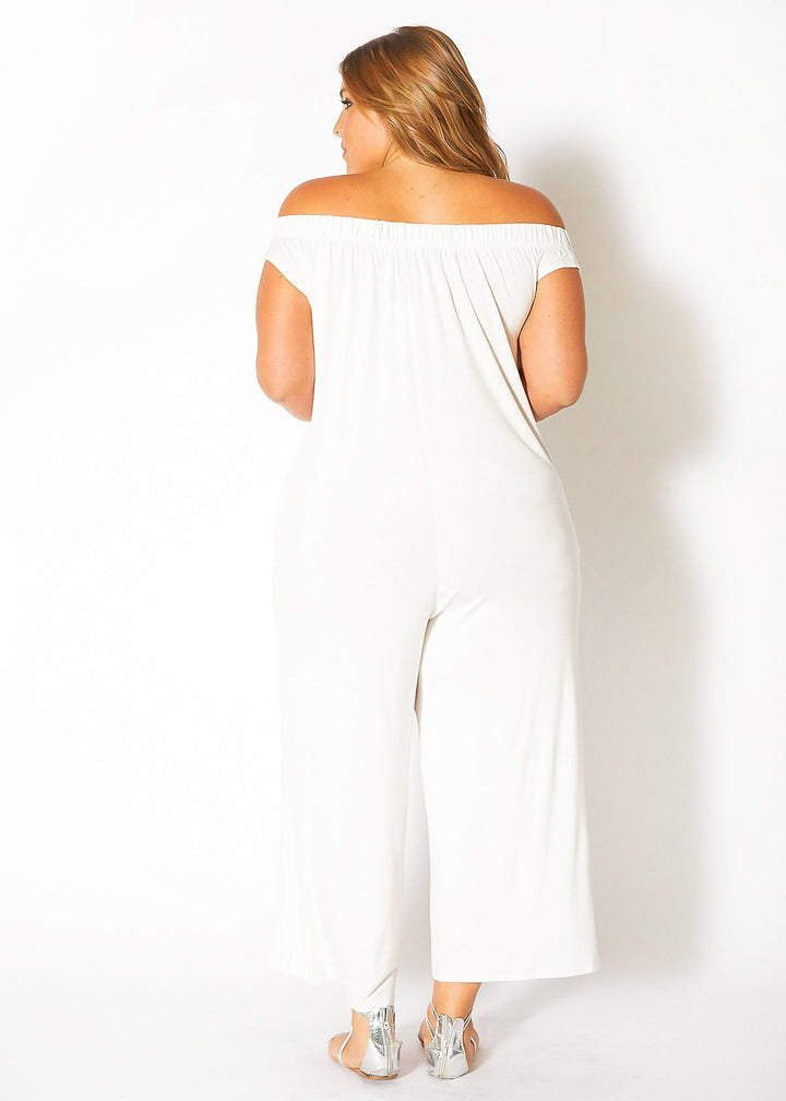 Plus Size Off Shoulder Wide Leg Jumpsuit by Shop at Konus