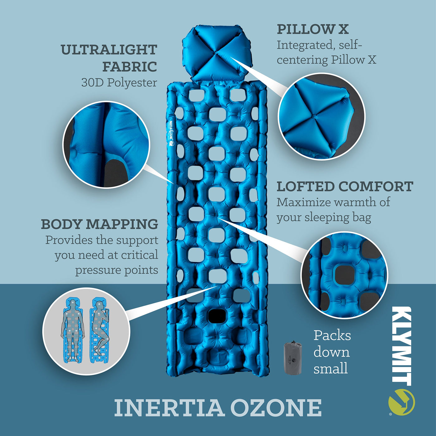 Inertia Ozone Sleeping Pad - Blue by Klymit