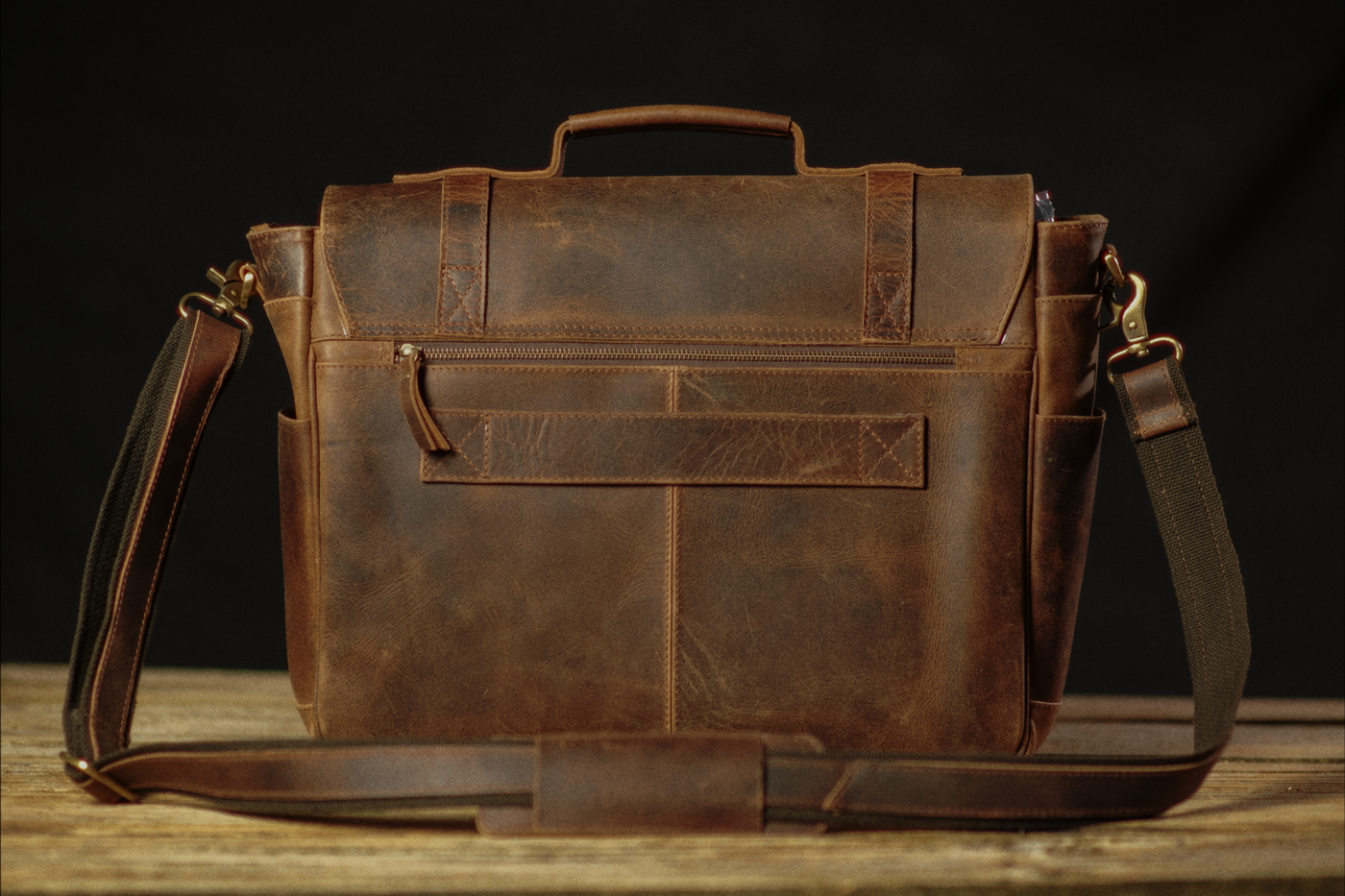 The “Lewis” Buffalo Leather Messenger Bag by Vintage Gentlemen