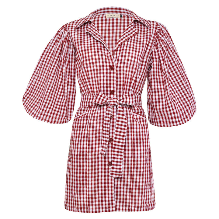 MEGHAN Mini Dress, in Gingham Red by BrunnaCo