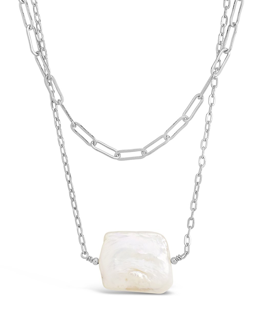 Chain Link and Pearl Layered Necklace by Sterling Forever