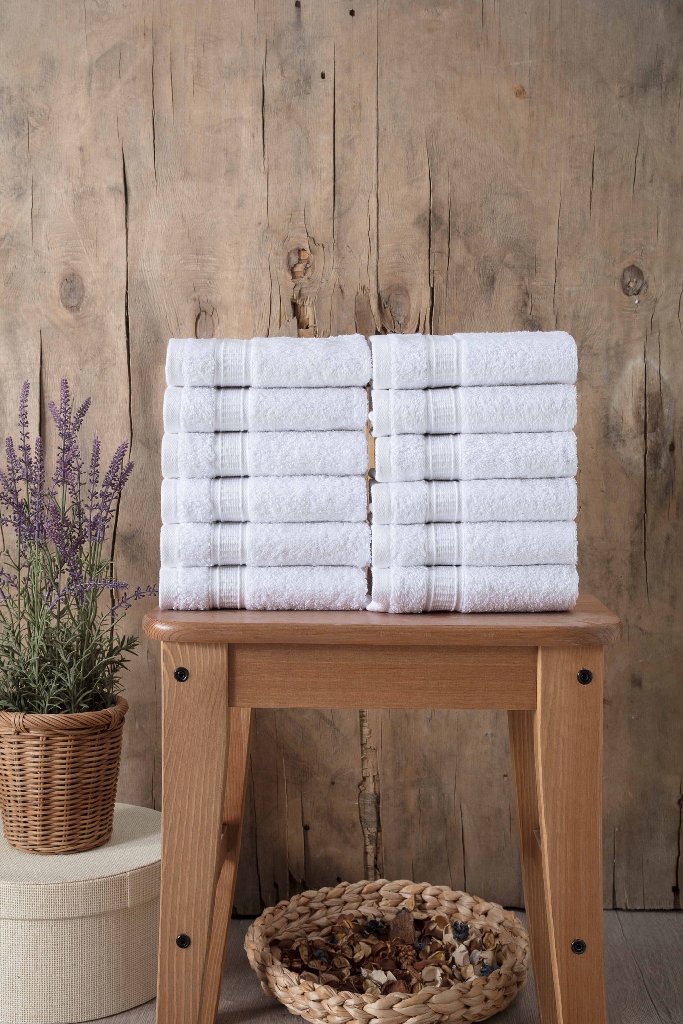 Turkish Cotton Bath Washcloth Set of 12 by La'Hammam