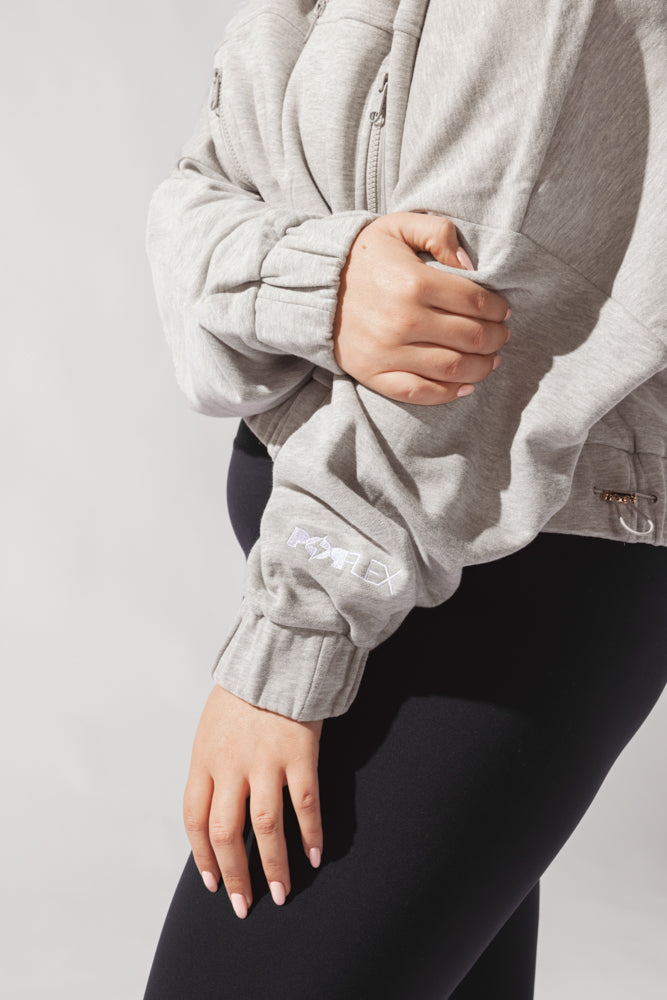 Half Zip Warm Up Hoodie - Heather Grey by POPFLEX®