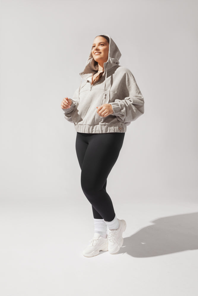 Half Zip Warm Up Hoodie - Heather Grey by POPFLEX®