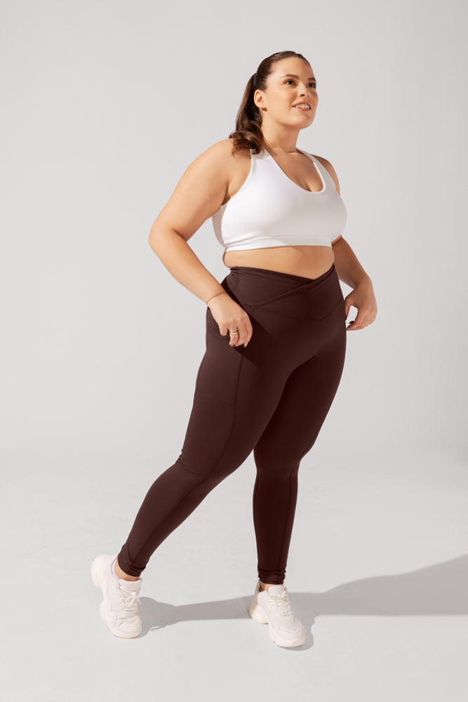 High Rise Crisscross Hourglass Legging™ with Pockets - French Roast by POPFLEX®