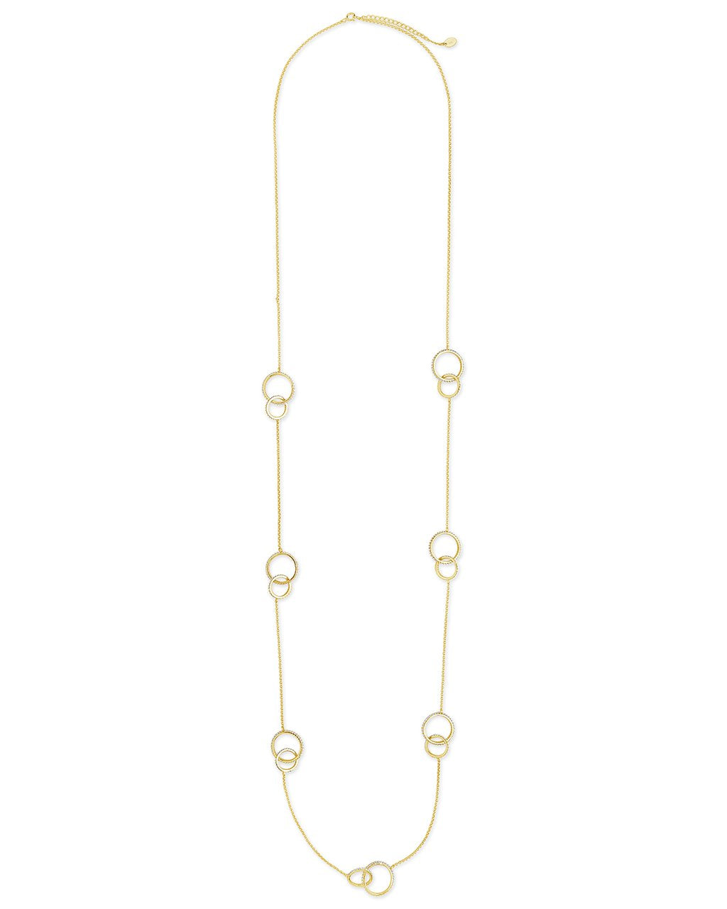 14K Gold Vermeil CZ Linked Circles Long Necklace by Sterling Forever