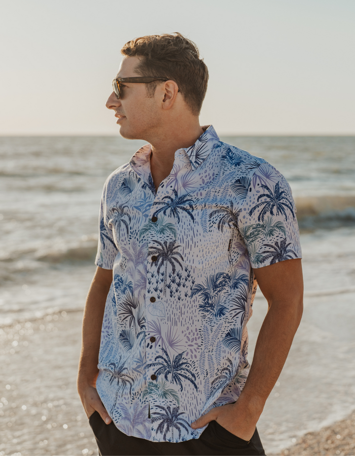 WHITE HOT TROPICS - WHITE NIGHTHAWK™ BUTTON UP by Bajallama