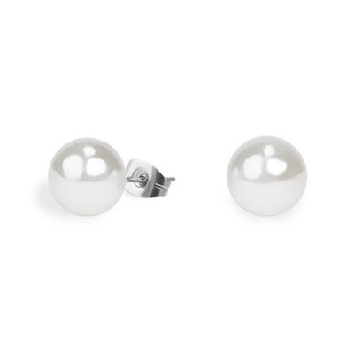 Stainless 10 mm pearl stud earrings by Mia Bijoux