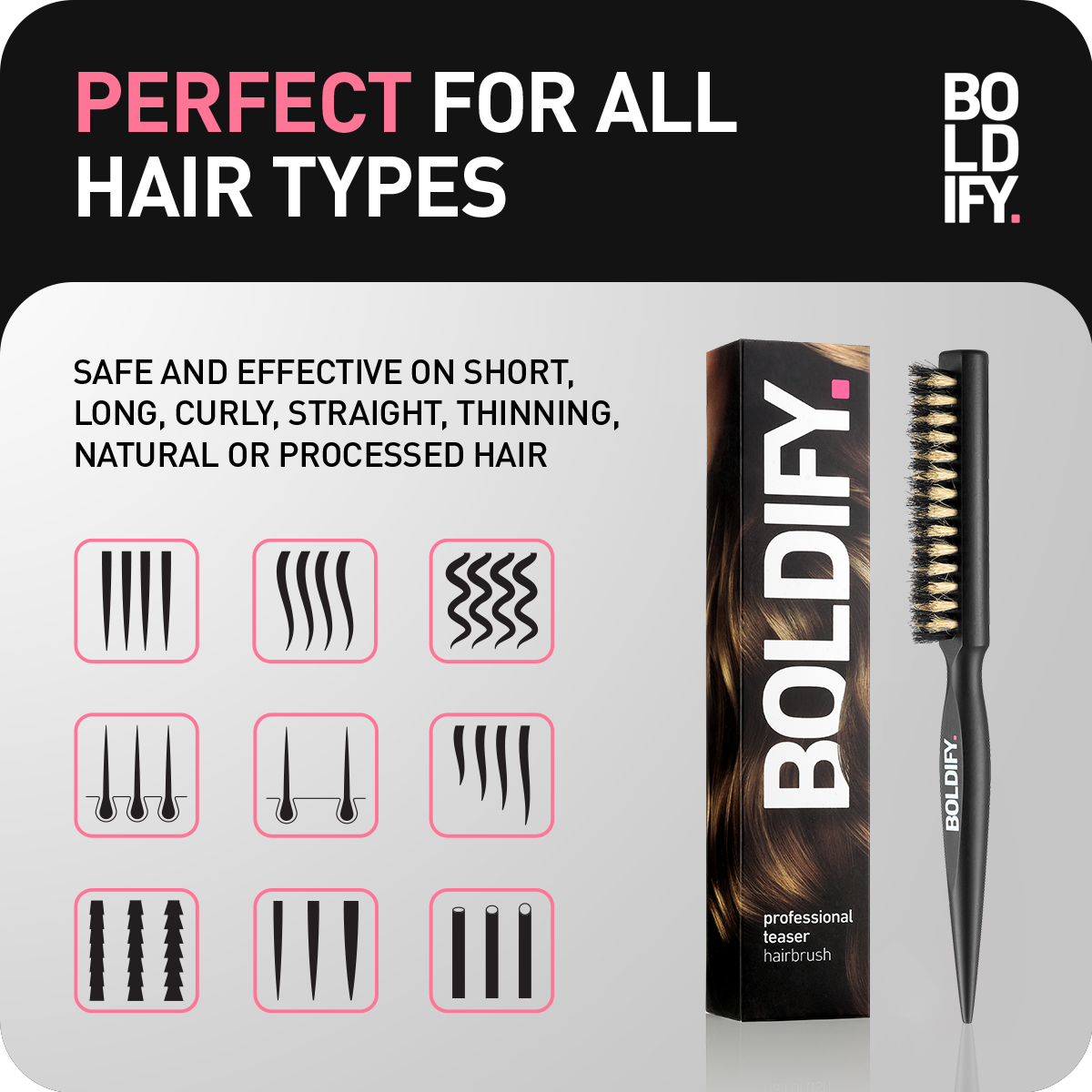 Professional Teaser Hairbrush by BOLDIFY INC.