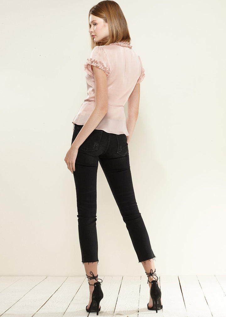 Ruffle Trim Wrap Blouse by Shop at Konus