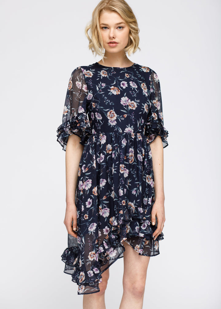 Wax Flower Asymmetrical Hi-Lo Dress by Shop at Konus