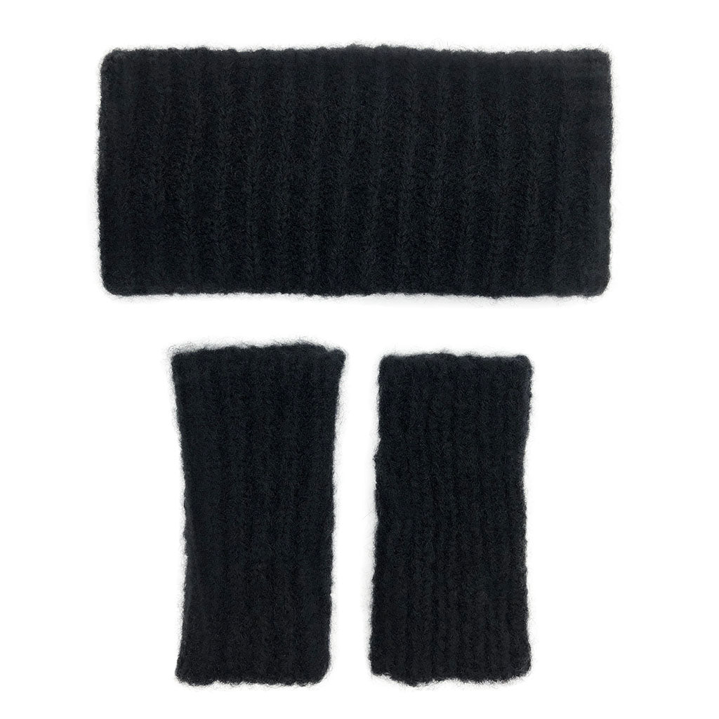 Black Ribbed Alpaca Ear Warmer by SLATE + SALT