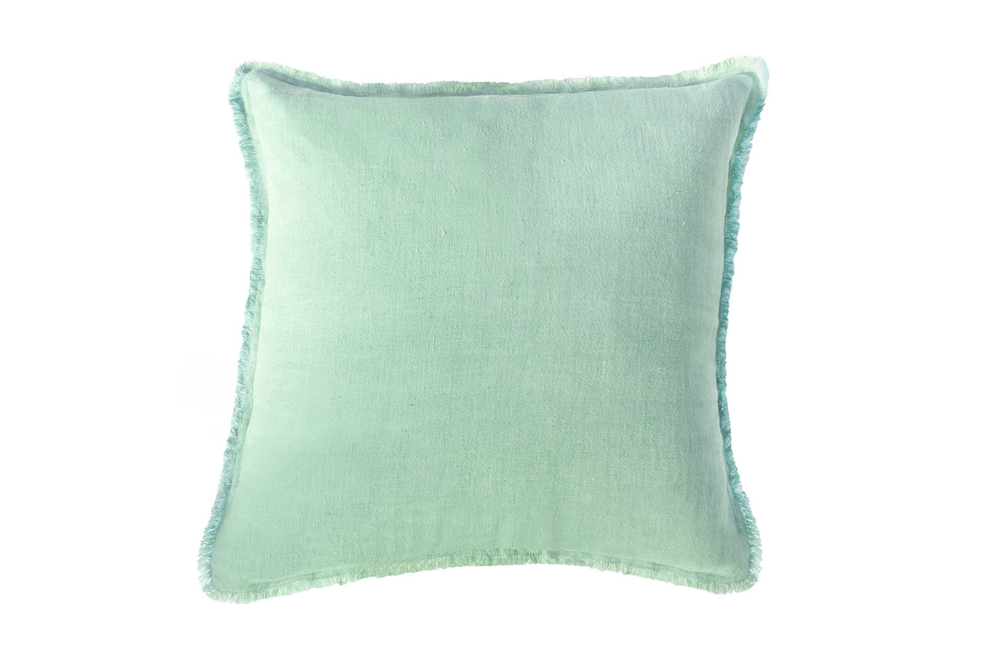 Mint Green So Soft Fringe Linen Pillows by Anaya