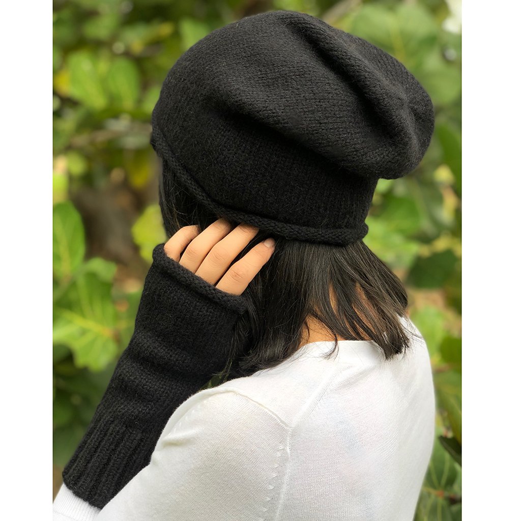 Black Essential Knit Alpaca Gloves by SLATE + SALT