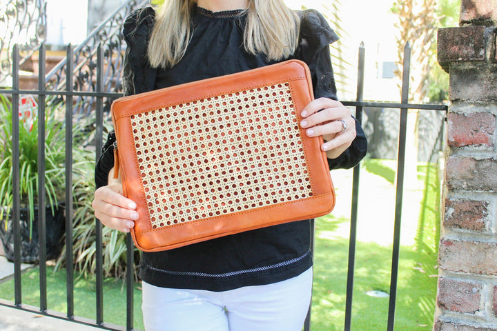 Crew Cane and Leather Laptop Case by POPPY + SAGE