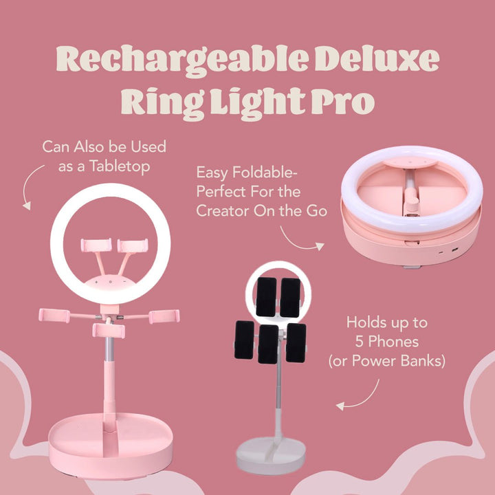 Deluxe Rechargeable Ring Light (with Built-in Battery) by Multitasky