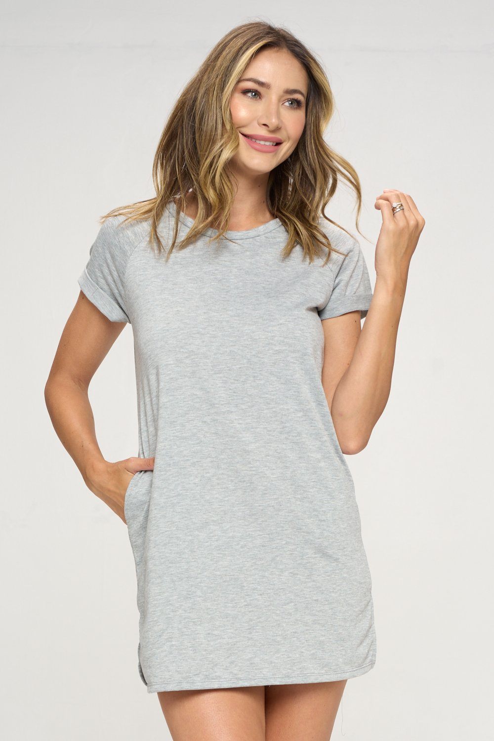 Desi - Heather Grey T-Shirt Dress by EVCR