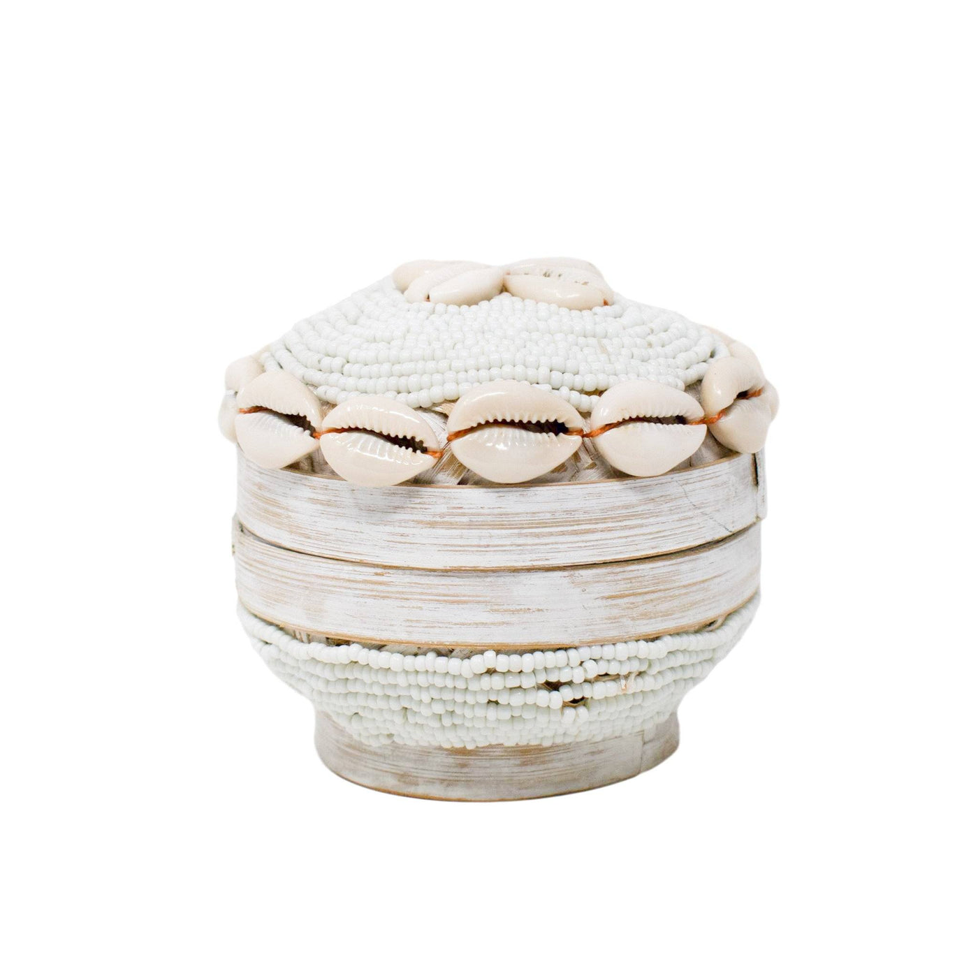 Gili Shell Bowl with Lid - White by POPPY + SAGE