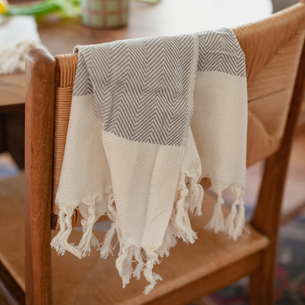 Herringbone Turkish Hand Towel by SLATE + SALT