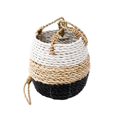 HANGING WOVEN PLANTER - BLACK by POPPY + SAGE