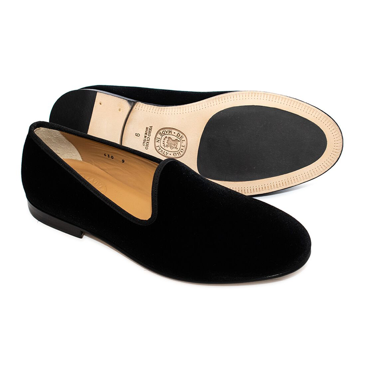 Men's Black Velvet Slipper II by Del Toro Shoes