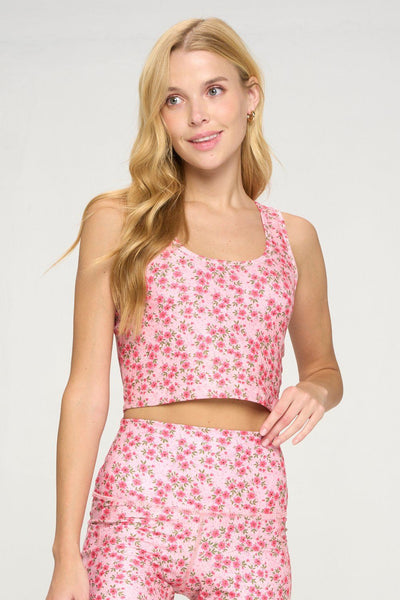 Kendall - Strawberry Shortcake Compression Crop Tank by EVCR