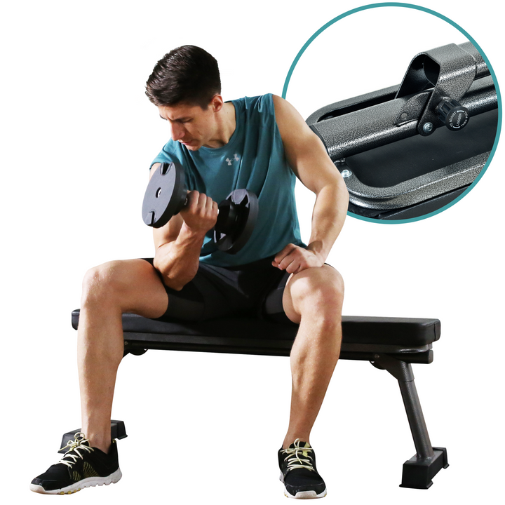 Finer form foldable flat bench for weight training and ab exercises hotsell