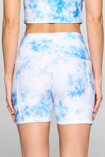 Mia Shorts - Blue Cloud Shorts w Pockets 5" (High-Waist) by EVCR