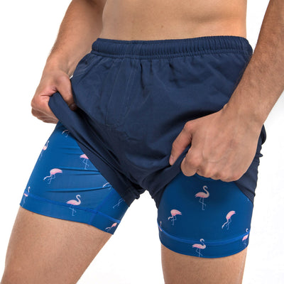 Performance Gym Short + Compression Liner - Navy by Bermies Swimwear