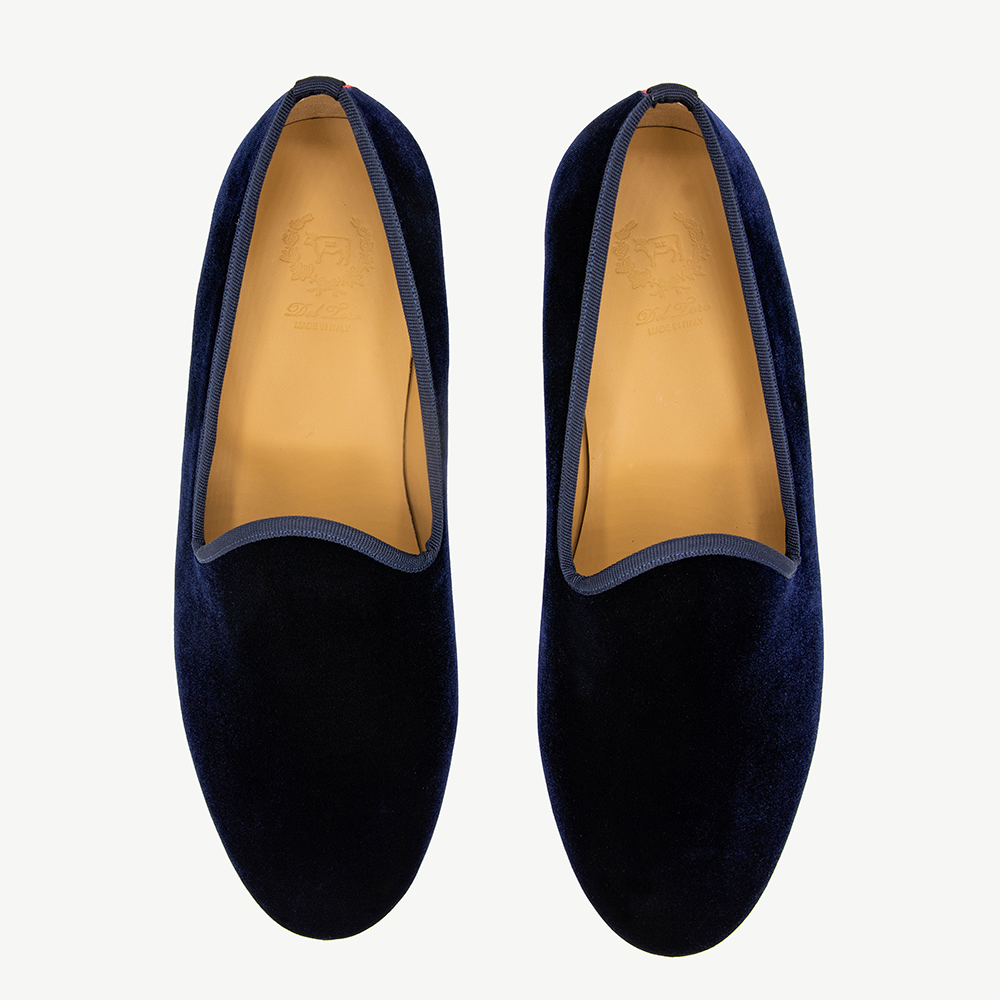 Men's Navy Velvet Slipper II by Del Toro Shoes