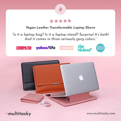 Transformable Vegan Leather Laptop Bag Set (Laptop Stand) by Multitasky