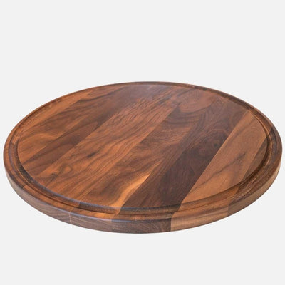 13.5 Inch Round Walnut Cheese Board with Groove by Virginia Boys Kitchens