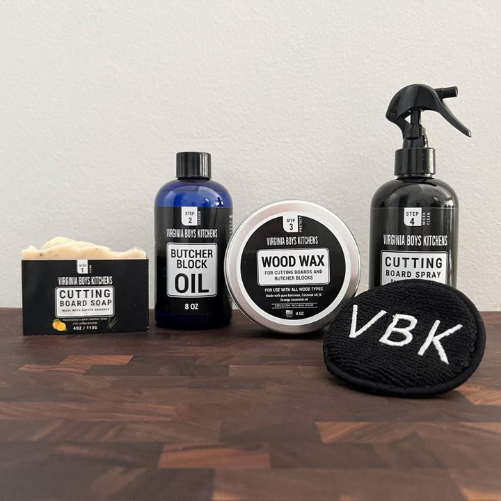 Cutting Board, Cast Iron & Hand Soap by Virginia Boys Kitchens