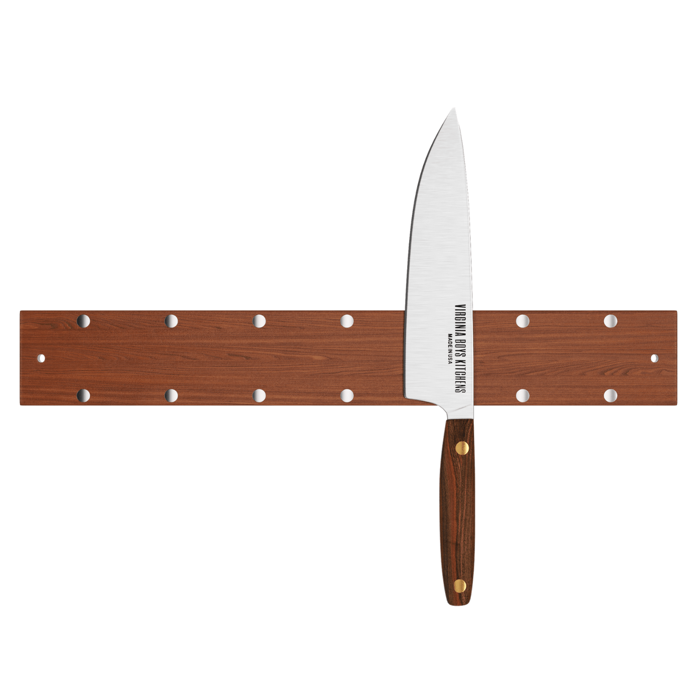 16" Wall Mounted Magnetic Walnut Wood Knife Rack - Holds 7 Knives by Virginia Boys Kitchens