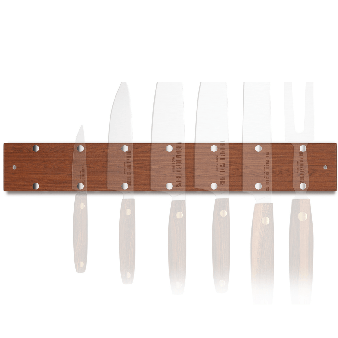 16" Wall Mounted Magnetic Walnut Wood Knife Rack - Holds 7 Knives by Virginia Boys Kitchens